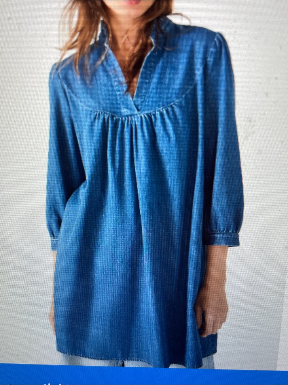 Zara denim Emma dress - button close sleeve and ruffle neck mini dress - new